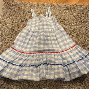 Tahari Blue and White Checkered Kids Dress
